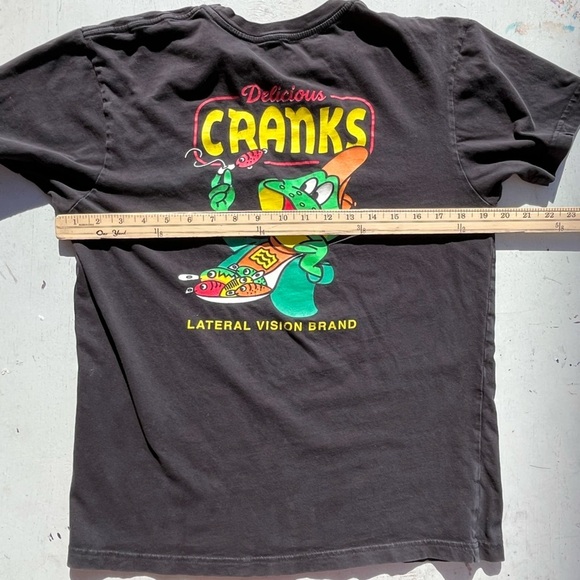 Men's Lateral Vision T-Shirt Black Cranks M Cartoon Spell-Out Anime Street Art - Picture 3 of 12